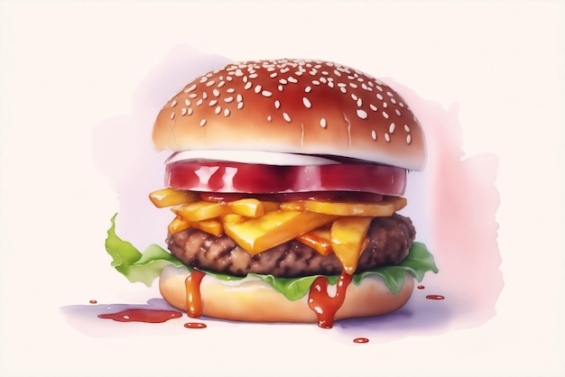 Hamburger isolé sur un fond blanc photo d'illustration 3D