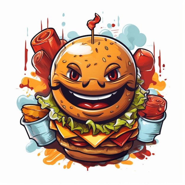 Photo hamburger de logo de dessin animé