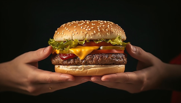 Un hamburger avec le mot burger dessus