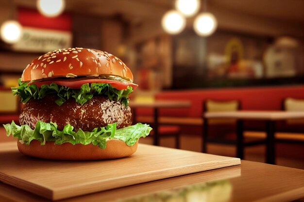 Un hamburger savoureux Un hamburger frais, délicieux et délicieux