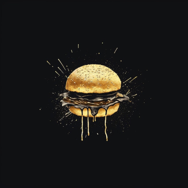 Photo un hamburger se reflète dans une flaque d'eau.