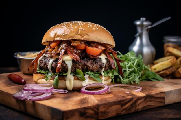 Photo le hamburger suisse aux champignons savoureux