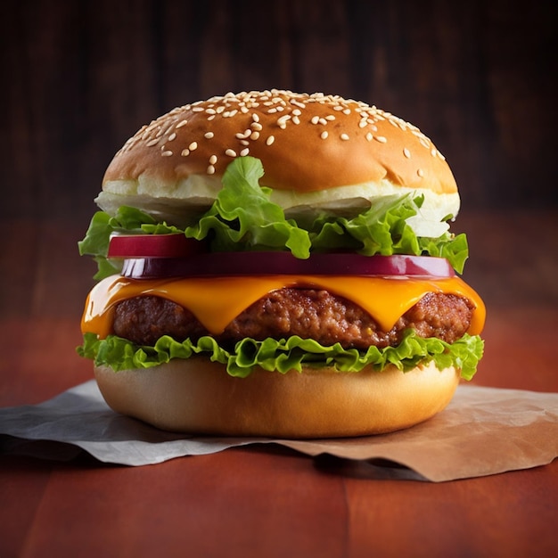 Photo un hamburger sur la table.