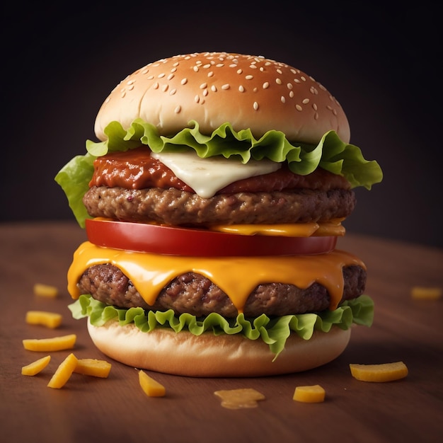 Un hamburger sur la table.