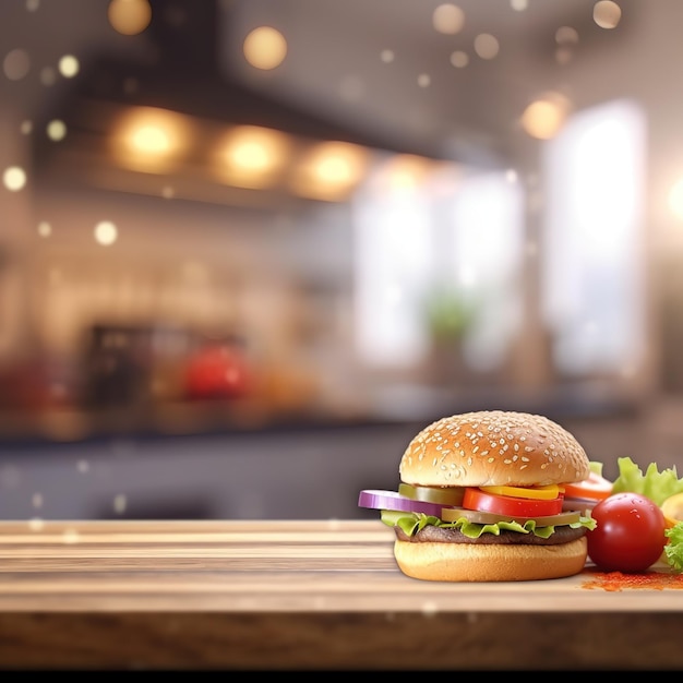 Un hamburger avec de la tomate dessus et une tomate à côté.