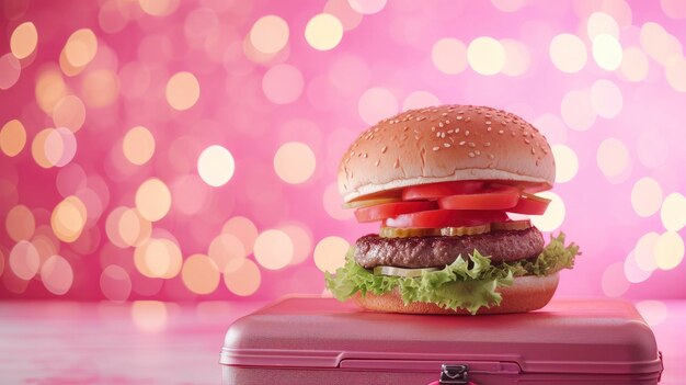 Photo un hamburger et une valise.