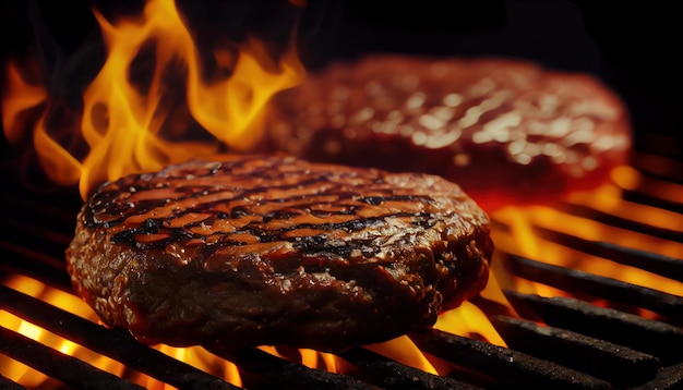 Hamburgers de barbecue de viande de bœuf ou de porc pour hamburger Al généré