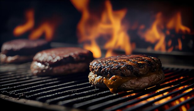 Hamburgers de barbecue de viande de bœuf ou de porc pour hamburger Al généré