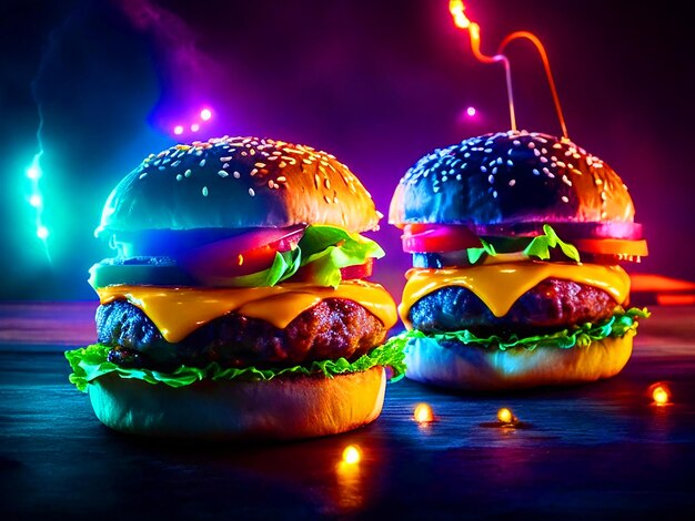 Photo des hamburgers délicieux avec une image lumineuse.