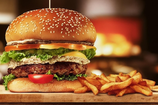 hamburgers savoureux faits maison sur table en bois. Mise au point sélective.