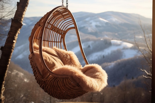 un hameau suspendu à un arbre dans les montagnes