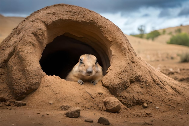 Un hamster dans une maison de sable