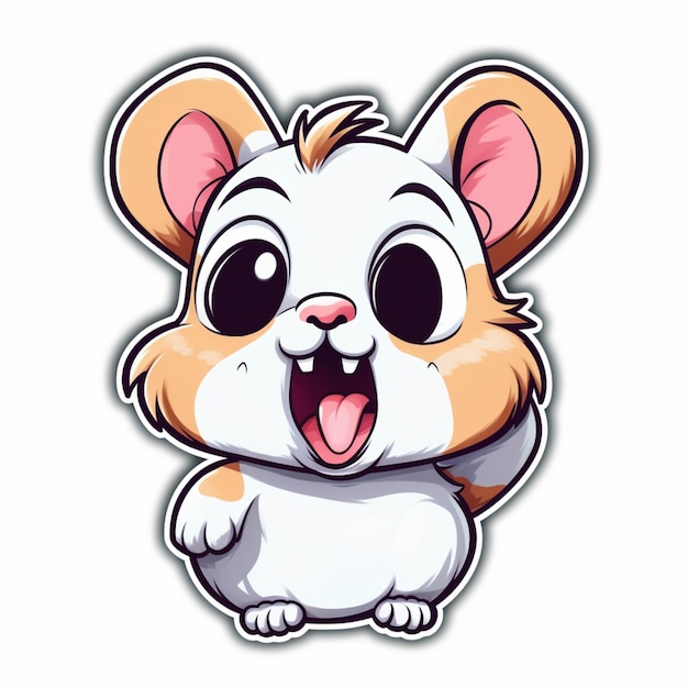 Hamster de dessin animé avec la bouche ouverte et la langue qui sort de l'ai générative