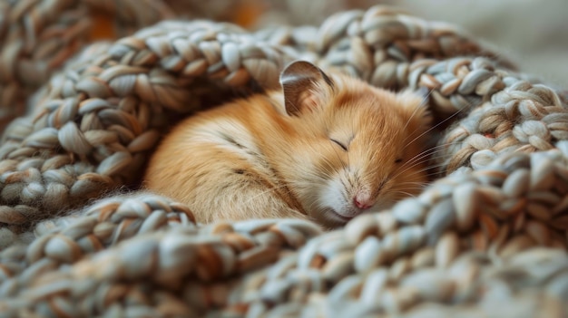 Un hamster endormi enroulé est l'incarnation de la paix.