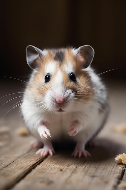 Hamster sur un fond en bois ai