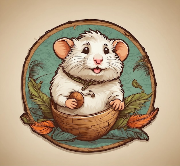 Hamster mignon dans un panier en osier Illustration vectorielle