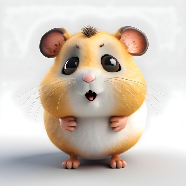 Hamster mignon avec de grands yeux illustration rendue en 3D