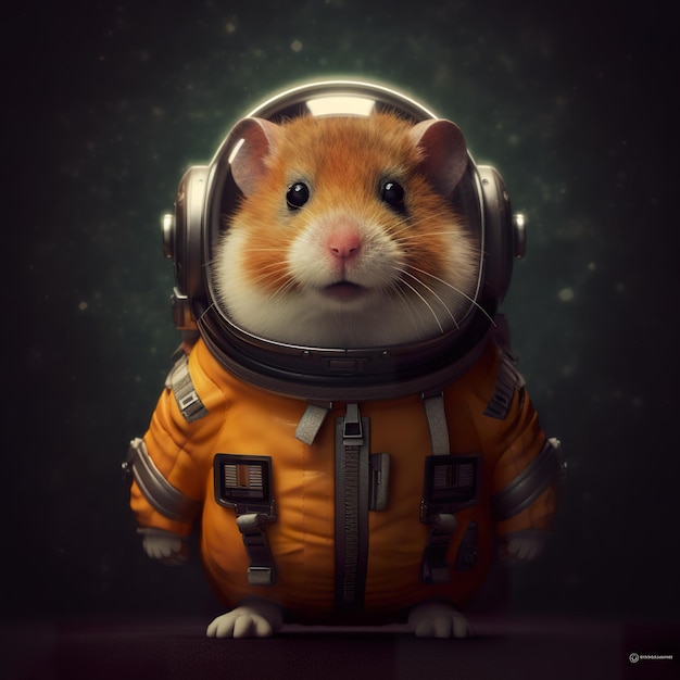 Un hamster vêtu d'une combinaison spatiale image générative ai
