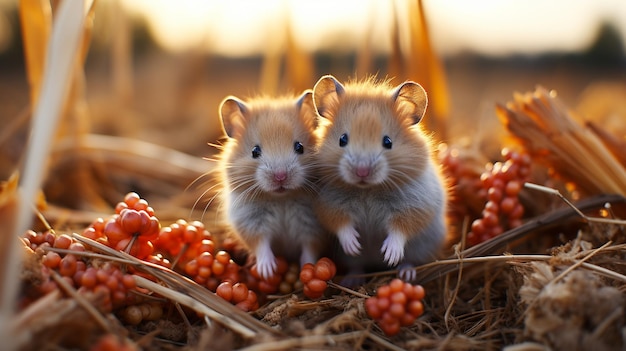 Des hamsters adorables et enjoués.