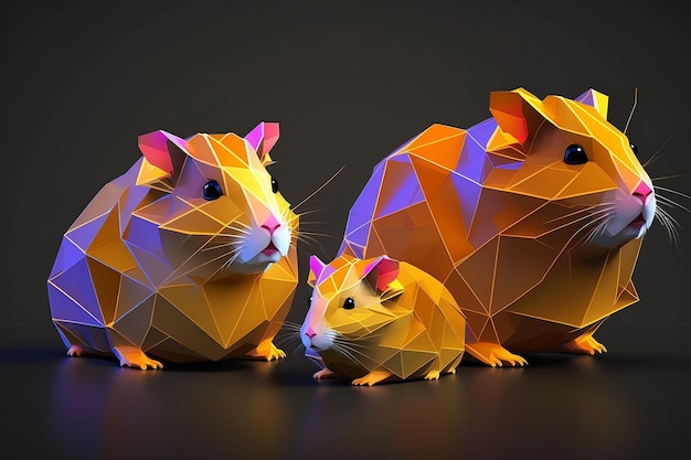 Hamsters geomatrick lowpoly portrait illustartion ai art généré