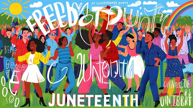 Photo hand drawn juneteenth celebration illustration