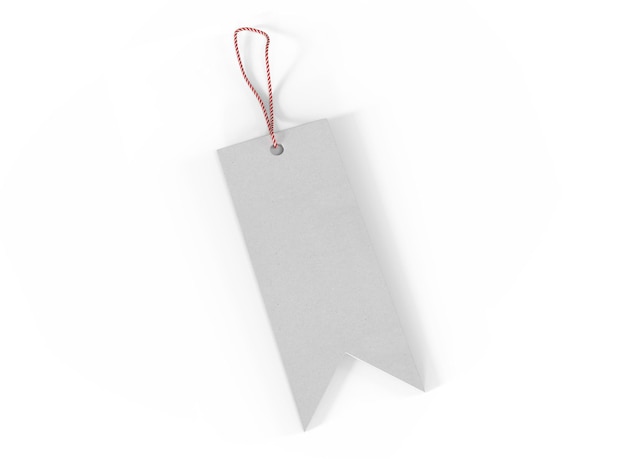 Hang tag avec forme de drapeau sur fond blanc. Objet isolé. rendu 3d