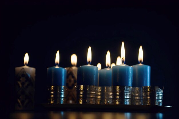 Hanukkah est une fête juive familiale religieuse symbole traditionnel du judaïsme maquette de bannière d'en-tête