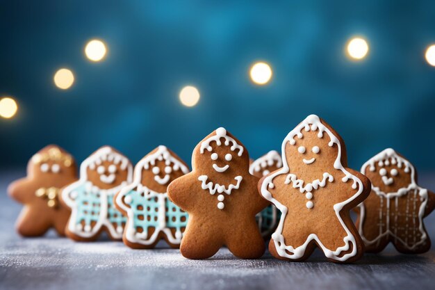 Photo hanukkah et pain d'épice avec un symbole juif sur fond bleu