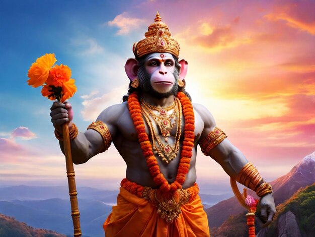 Hanuman jayanti design d'arrière-plan coloré de la meilleure qualité papier peint hyper réaliste image ai générée