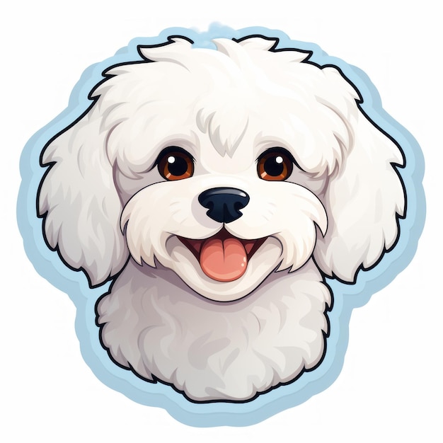 Happy Bichon Frise Sticker Cute dessin animé de style vectoriel