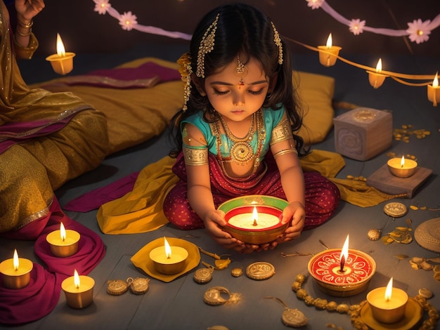 Happy Diwali Clay diya bougies illuminées à Dipavali festival hindou des lumières huile traditionnelle l