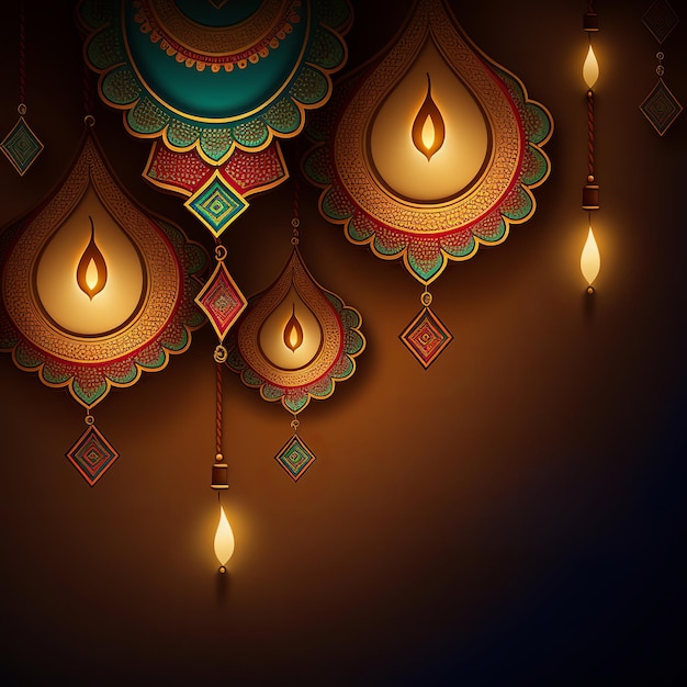 Happy Diwali Un festival traditionnel indien Diwali design de vacances Generative Ai
