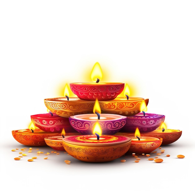 Happy Diwali illustration de Burning Diya sur Happy Diwali Diwali Celebration Festival des lumières avec fond