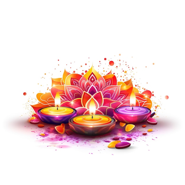 Happy Diwali illustration de Burning Diya sur Happy Diwali Diwali Celebration Festival des lumières avec fond