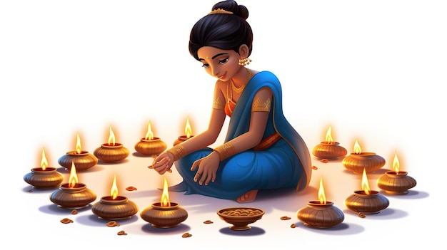 Happy Diwali illustration de Burning Diya sur Happy Diwali Diwali Celebration Festival des lumières avec fond