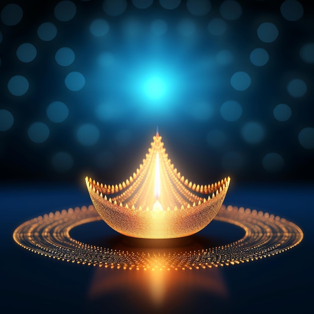 Happy Diwali Technologie polygonale Diwali Diya fond Low poly bleu