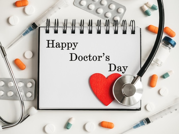 Happy Doctors Day Carte de Voeux Gros Plan Vue de dessus