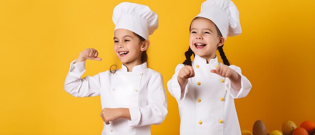 Happy kid chef cuisinier cap backgroud avec espace de copie