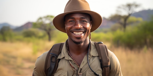 Happy Man incarne l'esprit d'aventure avec un concept touristique de tenue et de chapeau