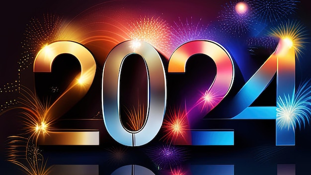 Happy New Year Celebration 2024 Sparkles Banner carte étincelante lumineuse