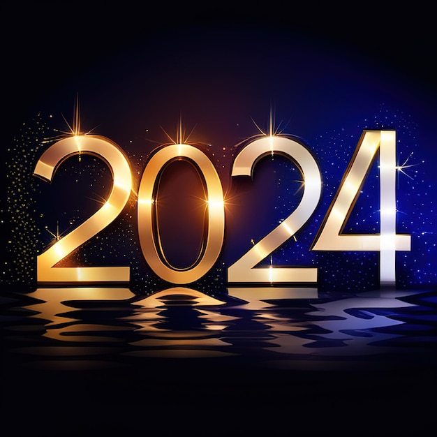 Happy New Year Celebration 2024 Sparkles Banner carte étincelante lumineuse