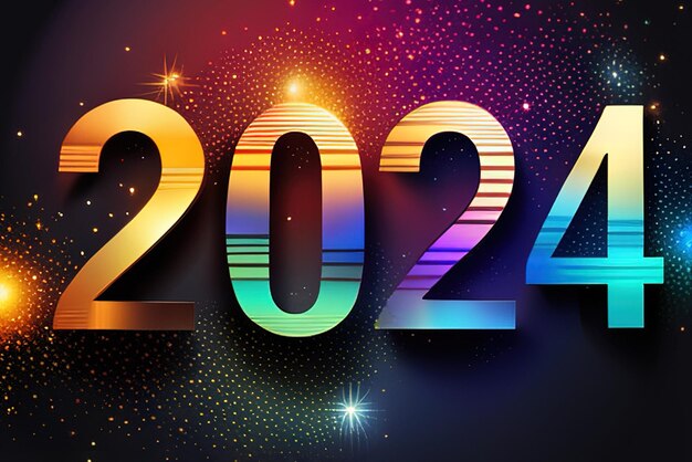 Happy New Year Celebration 2024 Sparkles Banner carte étincelante lumineuse