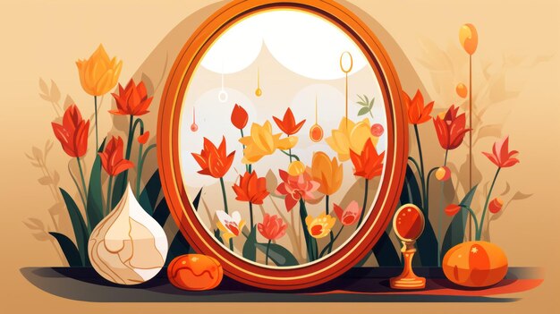 Happy nowruz illustration avec miroir