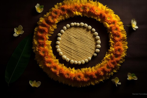 Happy Onam Une ancienne fête hindoue du Kerala qui célèbre la récolte du riz riz onam sadya de la nouvelle récolte feuilles de bananier payasam mélange de sucre de lait AI générative