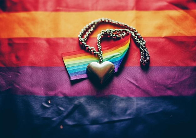 Happy Pride Month Banner Gay Pride avec fond de drapeau LGBT et amour de coeur