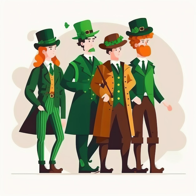 Happy St Patrick's Day illustration shamrock feuilles chope de bière et chapeau