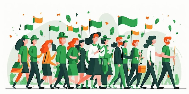 Happy St Patrick's Day illustration shamrock feuilles chope de bière et chapeau