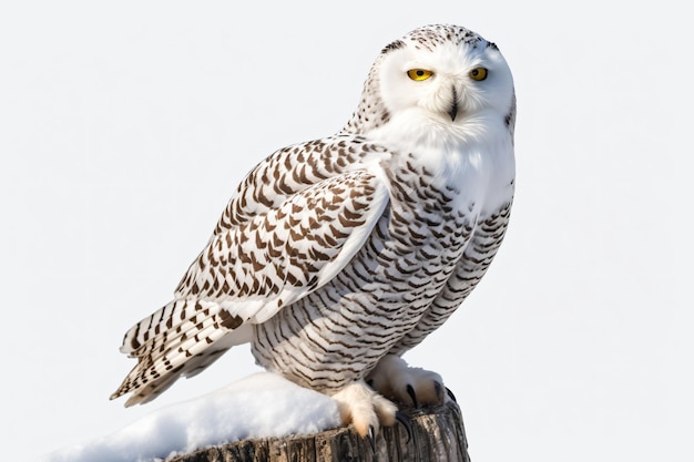 Un harfang des neiges avec un fond blanc