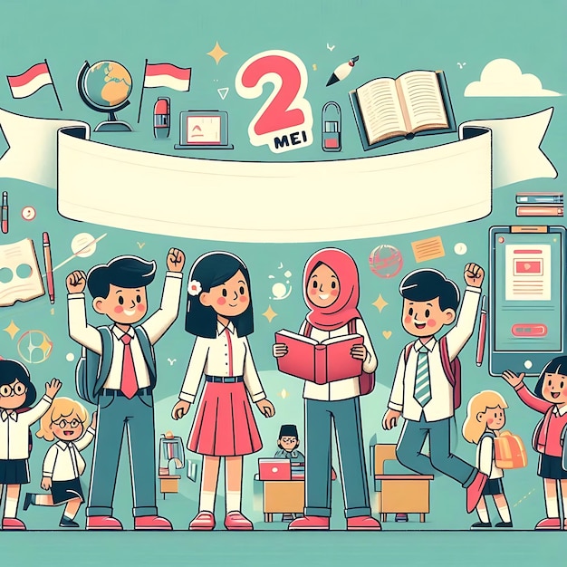 hari pendidikan nasional une affiche d'un groupe de personnes avec des choses différentes dessus