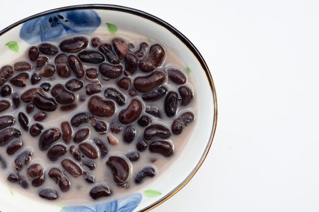 Haricot noir au lait de coco sucré avec riz gluant